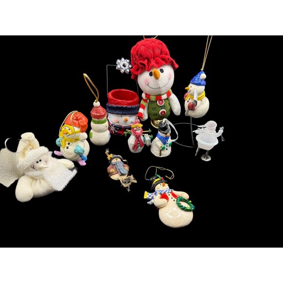 Vintage Snowman Christmas Ornaments Decor Lot Of 11 - Picture 4 of 6